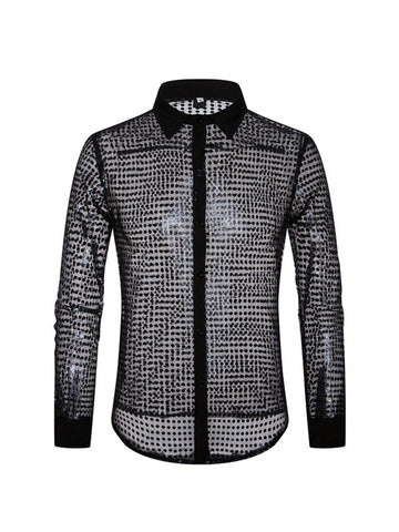 Polka Dot Scale Long Sleeve Shirt For Men