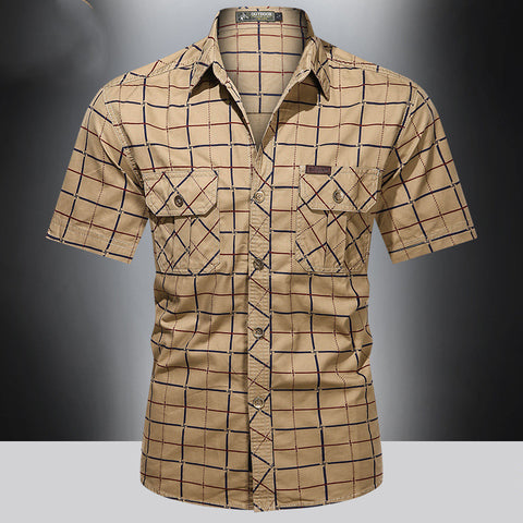 Men's Cotton Loose Military Uniform Shirt Thin Section