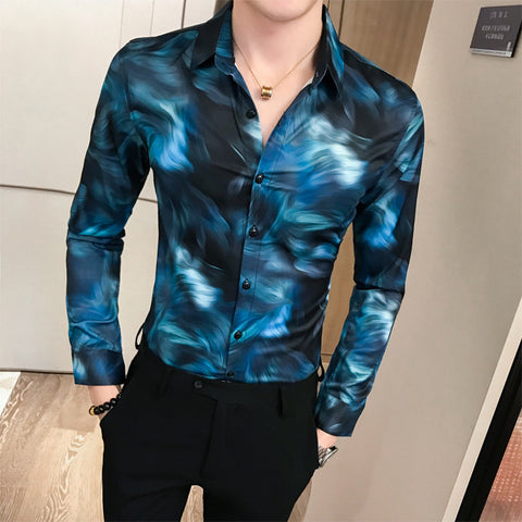 Shirt Style Male Hair Stylist Camouflage Casual Cardigan Trend