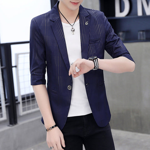 Men's Small Suit Mid-Sleeve Suit Hollow Chiffon Jacket