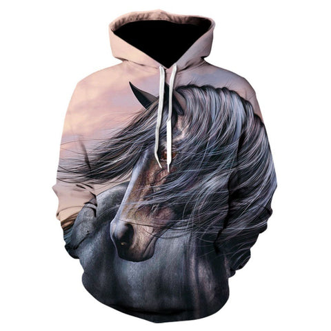 Cross-border E-commerce HorsedinosaurcowRooster 3D Printed Hoodie Men's Daily Hooded Sweater