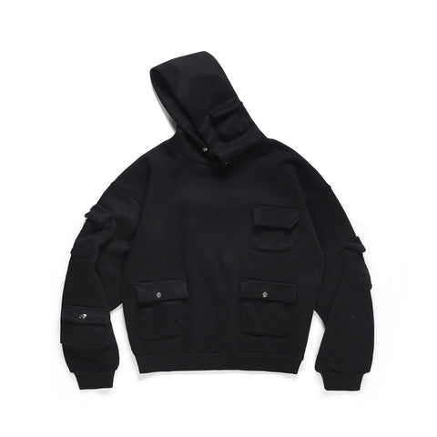 American Button Collar Hoodie Male Niche