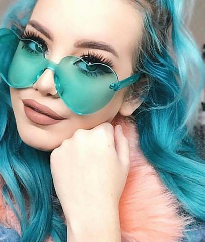 SHAUNA Oversize Cute Candy Color Women HeartSunglasses Fashion Thick Lens Shades UV400