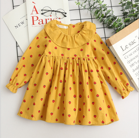 2021 autumn dress, new girl princess dress, full print flower, bow knot long sleeve dress, children's clothing wholesale