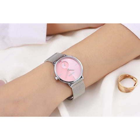 Spot watch mesh woven steel belt women's watch ultra-thin fashion watch waterproof quartz watch wholesale women's watch 061A