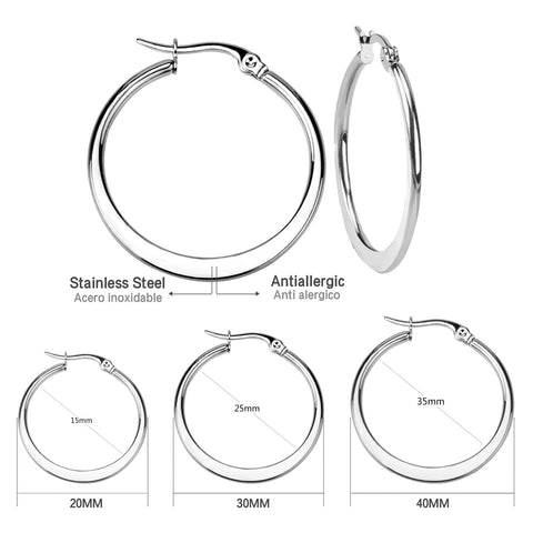 Fashion Simple Round Geometric Stainless Steel Love Heart Hoop Earrings