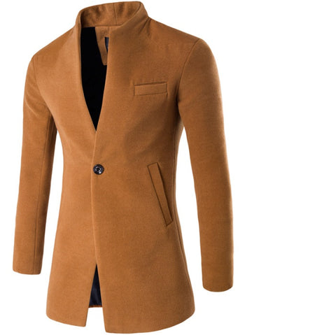 Mid-length solid color slim trench coat