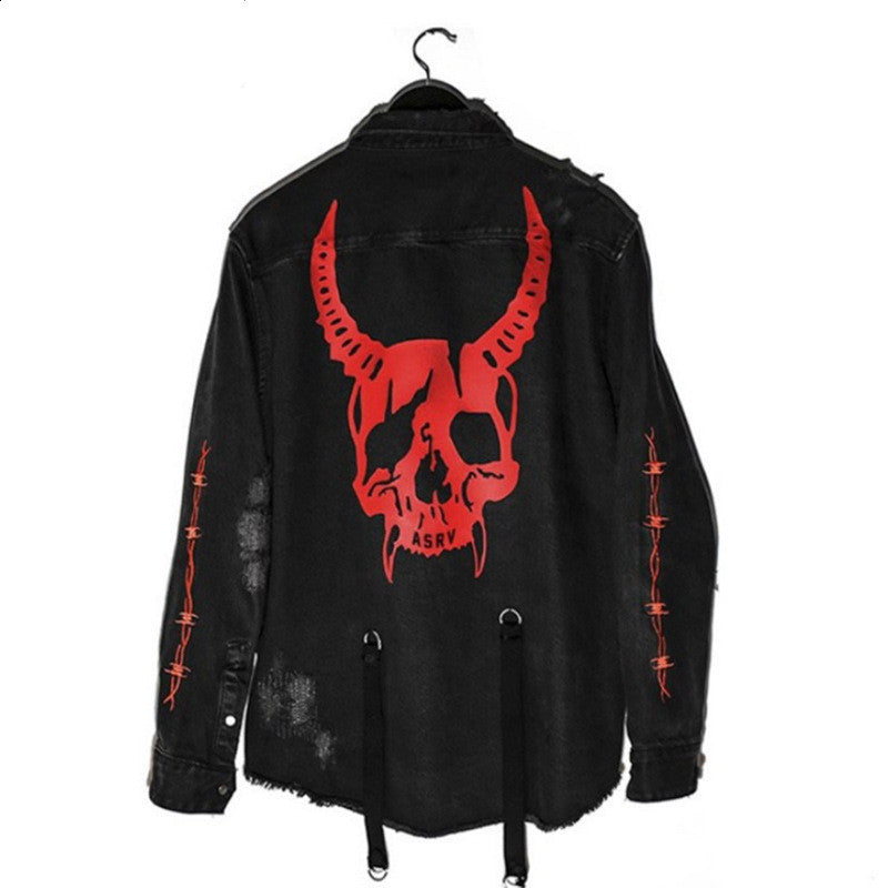 Skull Trend Printed Multi Bag Jacket For Men