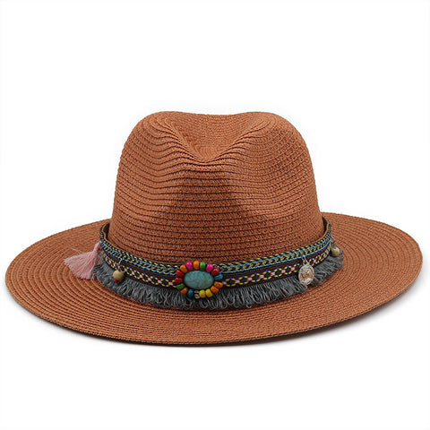 Outdoor Folk Style Decorative Straw Hat Summer Sunshade Sun Straw Hat British Gentleman Billycock