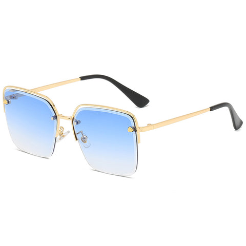 Personality Trend Sunglasses Summer Half Metal Frame Two-color Gradient PC Lens Fashion Glasses