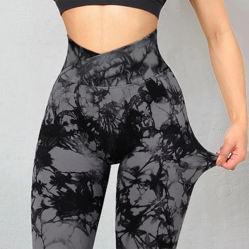 Seamless Tie Dye Leggings Women Yoga Pants Push Up Sport Fitness Running Gym Leggings