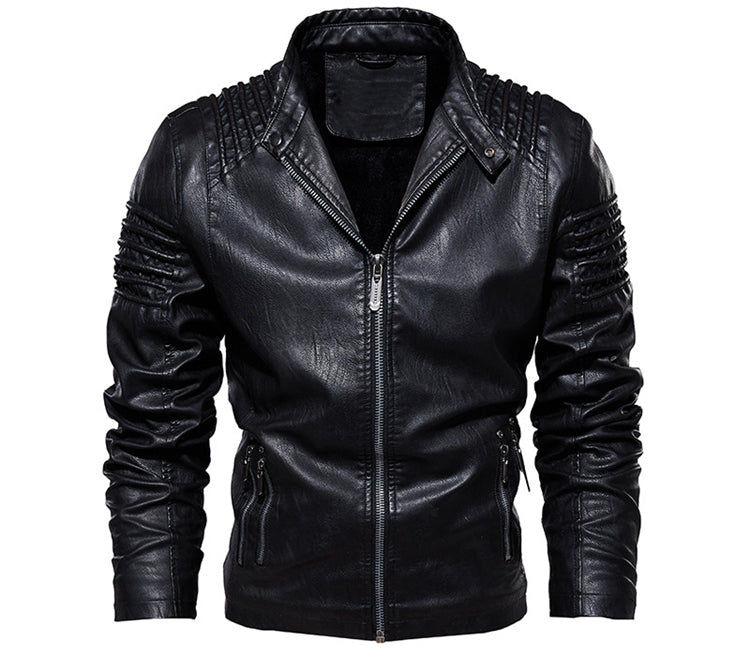 Fashion Motorcycle Coat Warm Leather Jacket New Men