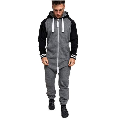 New men's hooded and velvet one-piece