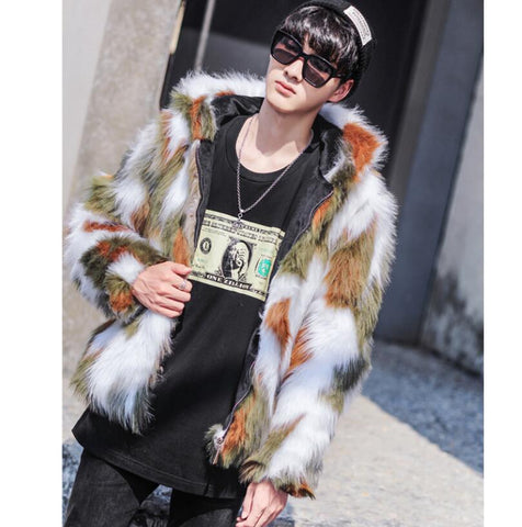 Faux fur plus velvet cotton coat