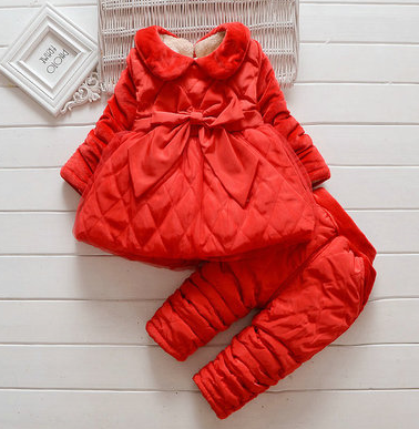 Baby girl baby clothes winter girl suit plus velvet girl suit