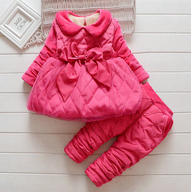 Baby girl baby clothes winter girl suit plus velvet girl suit