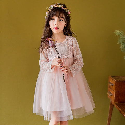 Big kids princess dress in mesh lace