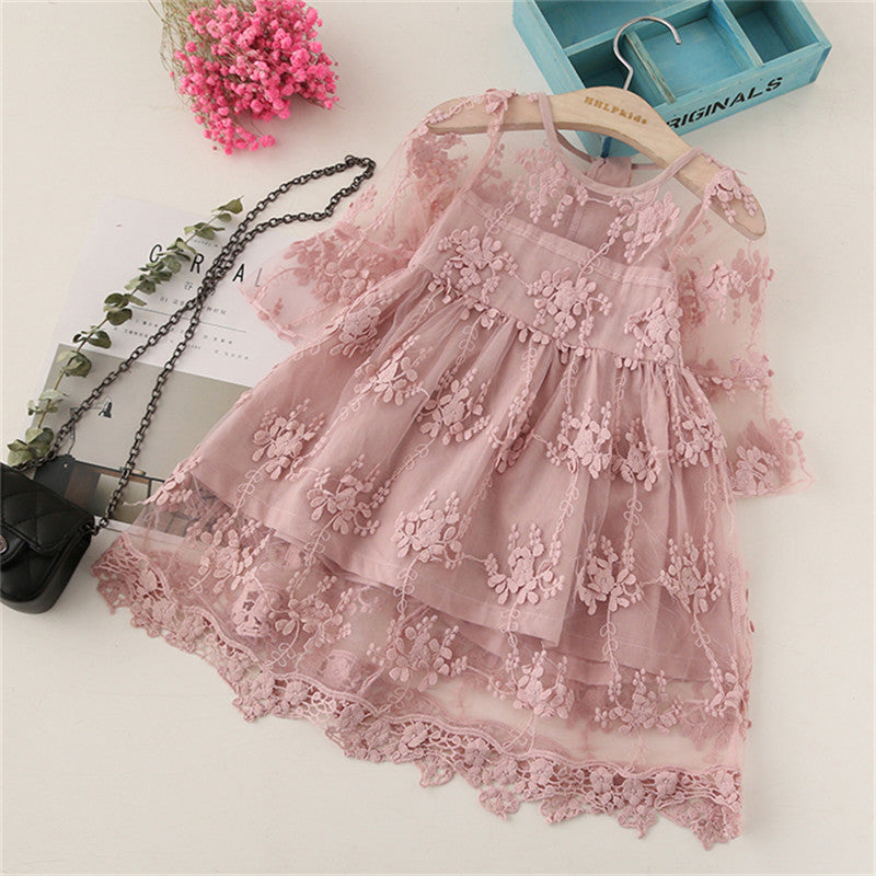 Children's Dress Embroidered Mesh Tulle Tutu Dress Skirt