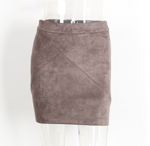 Ladies Leather Suede Pencil Skirt Bodycon Short Skirts Women