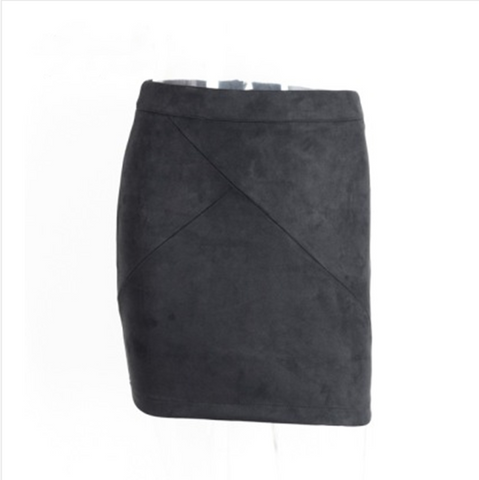 Ladies Leather Suede Pencil Skirt Bodycon Short Skirts Women