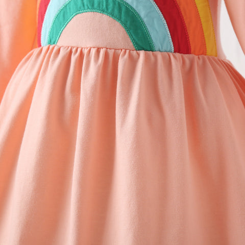 New Cartoon Rainbow Cotton Long-sleeved Dress