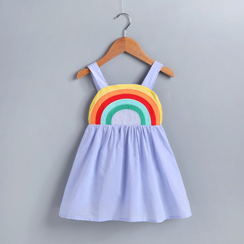 New Cartoon Rainbow Cotton Long-sleeved Dress