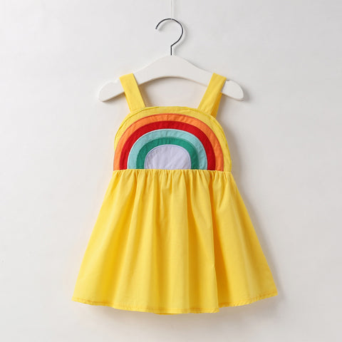 New Cartoon Rainbow Cotton Long-sleeved Dress