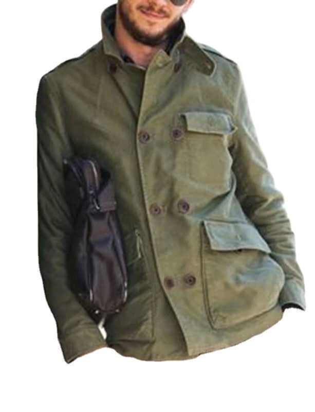 Men's casual stand collar pocket jacket