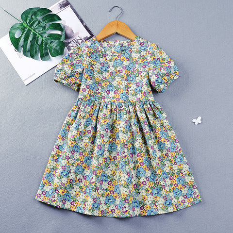 Girls Dress Summer Cotton Princess Dress Baby Children Floral Skirt