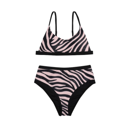 High Waist Split Swimsuit Printed Bikini