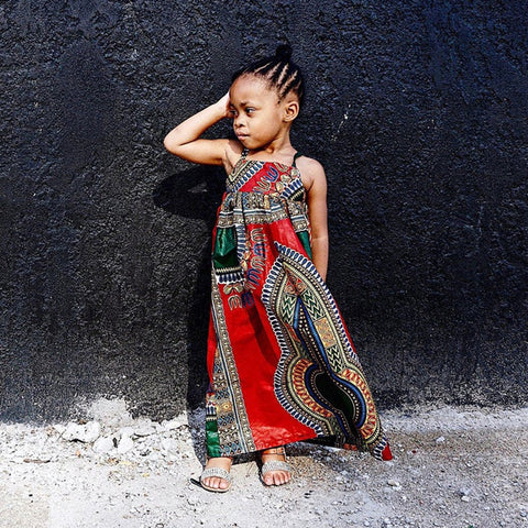 African Children's Bohemian Style Sleeveless Suspender Dress