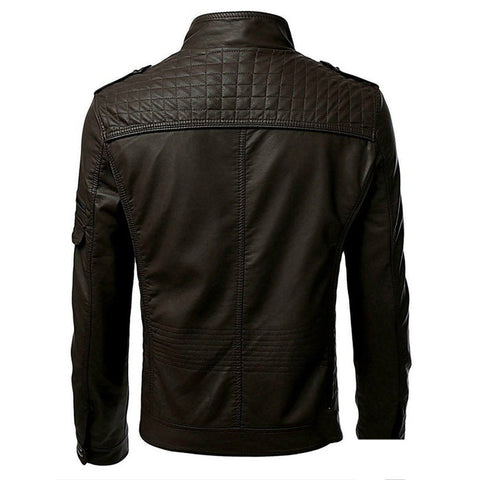 Casual Foreign Trade Leather Jacket Men Wish Hot Sale European And American Fashion Zipper Stand Collar Jacket