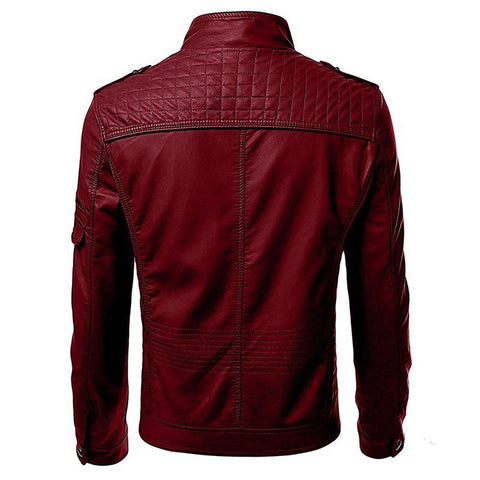 Casual Foreign Trade Leather Jacket Men Wish Hot Sale European And American Fashion Zipper Stand Collar Jacket