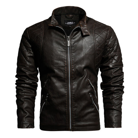 Autumn And Winter Leather Motorcycle Jacket Men Plus Velvet To Keep Warm