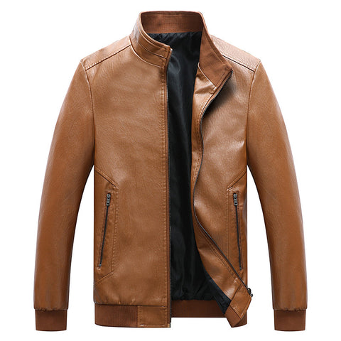 Autumn And Winter Men'S New Style Leather Jacket Korean Style Slim Stand-Up Collar Men'S Motorcycle Leather Jacket Jacket