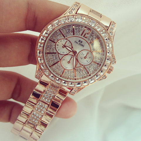 Fashion Luxury Full Diamond Steel Band Ladies Quartz Watch