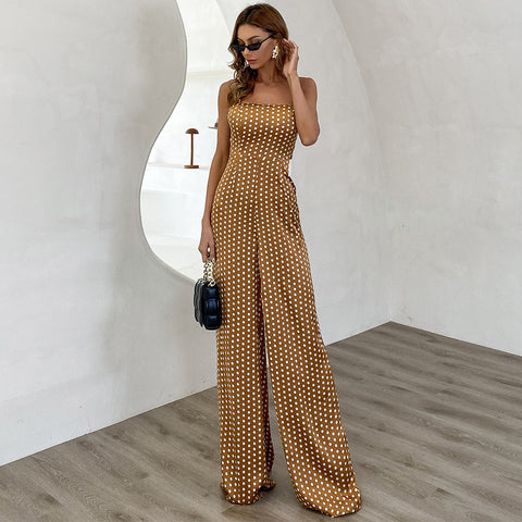 Sexy Spring And Summer Strapless Round Neck Jumpsuit Suspenders Jumpsuit