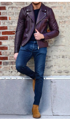 Men's temperament leather coat