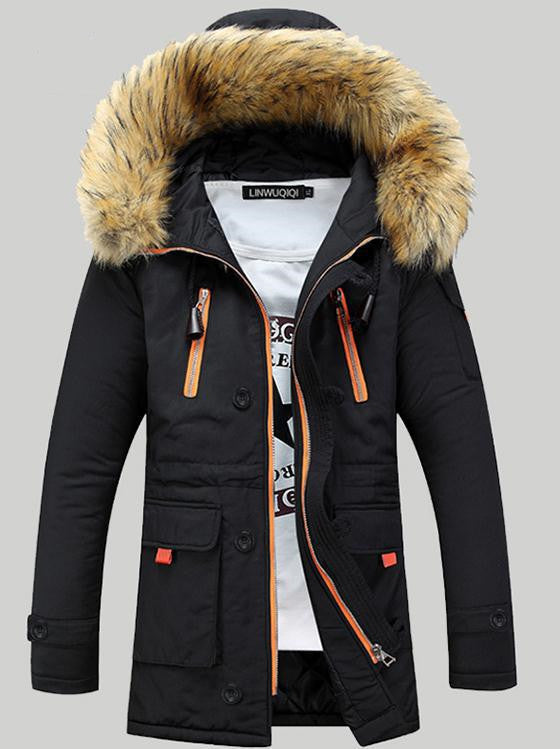 Autumn and winter thick padded jacket men's slim hooded padded jacket