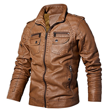 Men's winter casual fleece motorcycle jacket