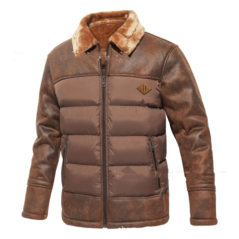 Autumn And Winter Men's Lapel Fur Integrated Fashionable Jacket