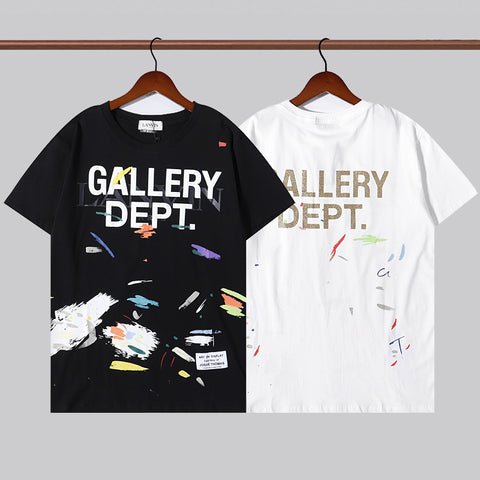 Summer Retro Los Angeles GALLERY DEPT Splash-ink Letter T-shirt Hand-painted Short Sleeve Men And Women