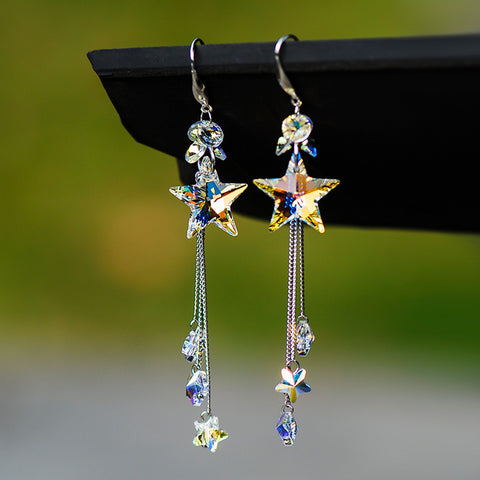 Artificial Crystal Earrings Long XINGX Tassel