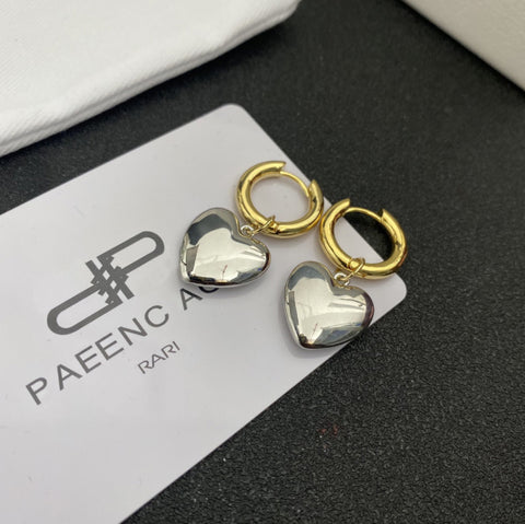 Classic Retro For Women Silver Peach Heart Earrings