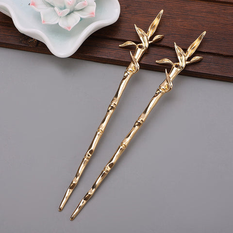 Chinese Bamboo Hairpin Alloy Electroplating Straight Hairpin