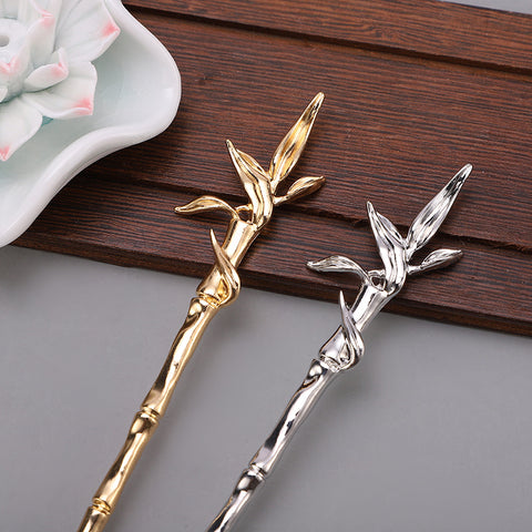 Chinese Bamboo Hairpin Alloy Electroplating Straight Hairpin