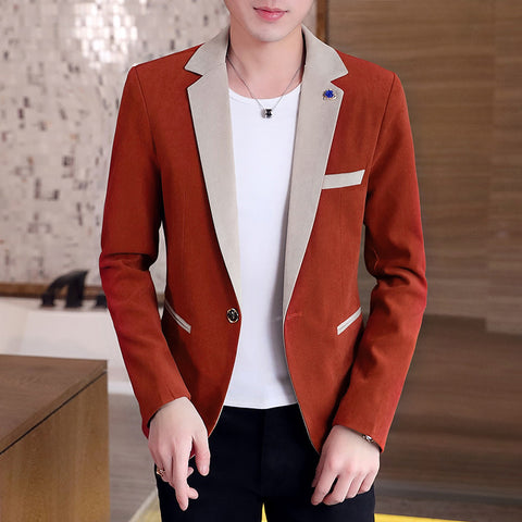 Contrast Color Fashion Slim Men's Small Suit Men