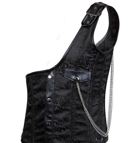 One-shoulder goth slim corset