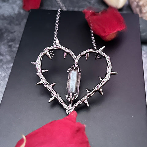 Dark Witch Heart Barbed Pendant Vintage Thorn Heart Necklace