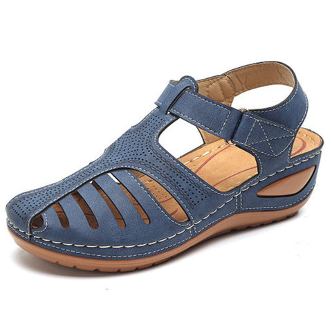 Women's Plus Size Retro Sandals Round Toe Wedge Sandals